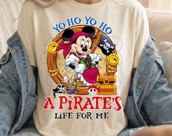 Disneyland Minnie A Pirates Life For Me DTF Transfer, Musse Mimmi Pigg Kalle Långben, Pluto, Kajsa Anka Modern dtf, Disney Shirt Transfer