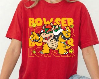 Super Mario Bowser tryckklar DTF-överföring, Nintendo World familjematchning semesterresa matchande t-shirt, Mario födelsedagspresent värmepress