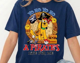 Disneyland Pluto Ett piratliv för mig DTF-överföring, Musse Mimmi Pigg Kalle Långben, Pluto, Kajsa Anka Modern dtf, Disney-tröjaöverföring