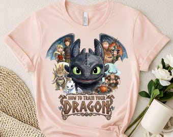 How to Train Your Dragon Inspired DTF Transfer, Toothless Dragon Print, Night Fury DTF, Custom Cartoon Dragon T-Shirt, Ready to Press