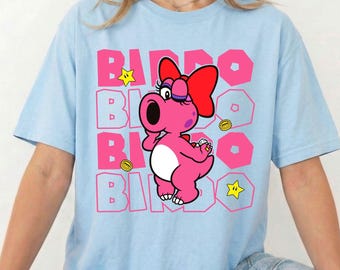 Super Mario Birdo tryckklar DTF-överföring, Nintendo World familjematchande semesterresa matchande t-shirt, Mario födelsedagspresent värmepress
