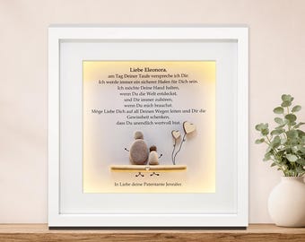 Steinbild zur Taufe personalisiert mit Namen, Taufgeschenk Patenkind, Geschenk zur Taufe, Taufspruch, Patentante Patenonkel