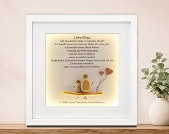 Steinbild zur Taufe personalisiert mit Namen, Taufgeschenk Patenkind, Geschenk zur Taufe, Taufspruch, Patentante Patenonkel
