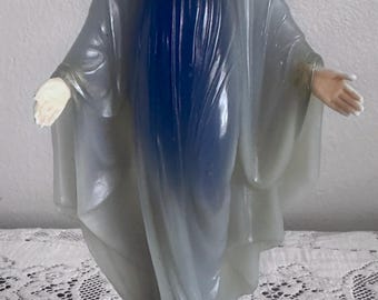 Vintage Madonna Statue G. Ruggeri Bianchi Italy Blue Lucite Resin Mid Century Figure