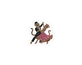 Dansend luipaardpaar kiss-cut stickers | Luipaardprint tango sticker