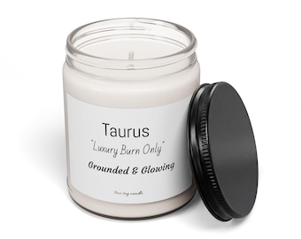 Taurus Soja-geurkaars "Luxury Burn Only" 9oz | Geaarde en gloeiende sterrenbeeldkaars