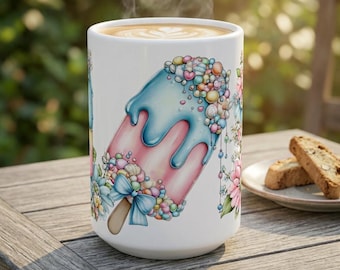 Kawaii pastelkleurige ijskoffiemok 15oz | Grillige zomerdessertbeker