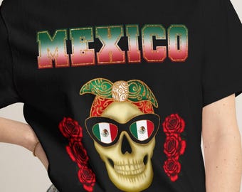 Mexico Skull with Roses Comfort Colors T-shirt
