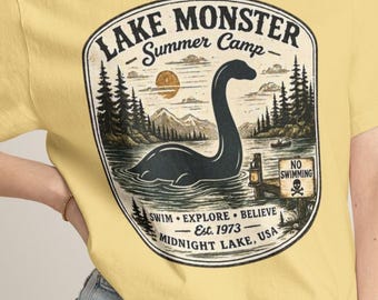 Camiseta de verano Lake Monster con colores cómodos