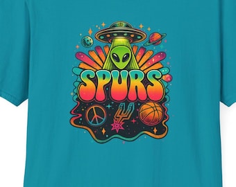 Camiseta retro de baloncesto de San Antonio con temática alienígena