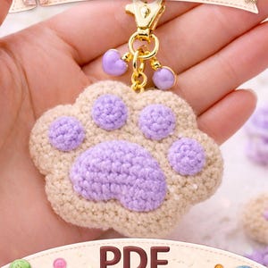 Crochet Paw Print Keychain Instructions PDF – Beginner Crochet Pattern – Amigurumi Paw Print – DIY Gift – Crochet Pattern German