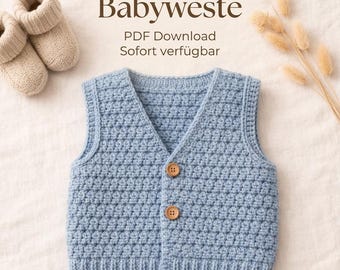 Baby Vest Crochet Pattern PDF | Beginner Crochet Pattern (German) | Baby Vest Crochet Pattern | Sizes 0-4 Years