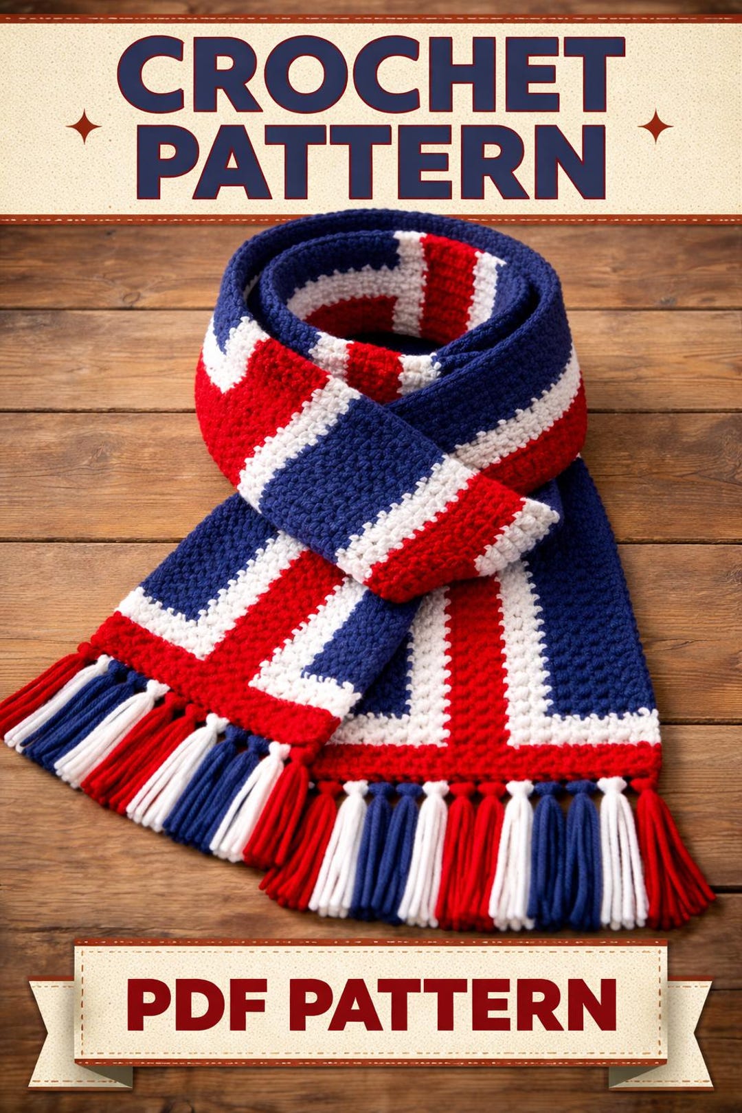 Crochet Scarf Pattern PDF, Easy Beginner Crochet Pattern, England Flag ...