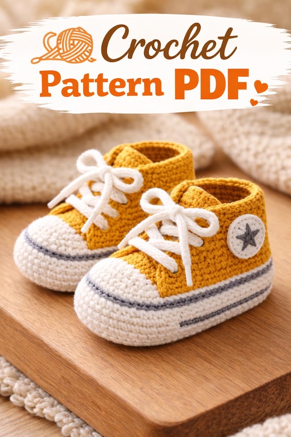 Crochet Baby Sneakers Pattern PDF | Baby Shoes 0-2 Years | Easy Crochet Booties Pattern | DIY Baby Gift