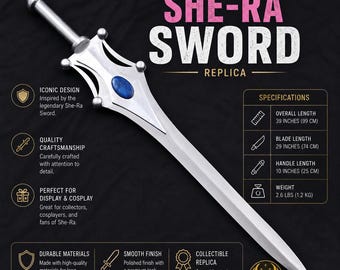 She-Ra Sword Replica, Princess of Power Blade, Handmade Cosplay Prop, Fantasy Collector Gift