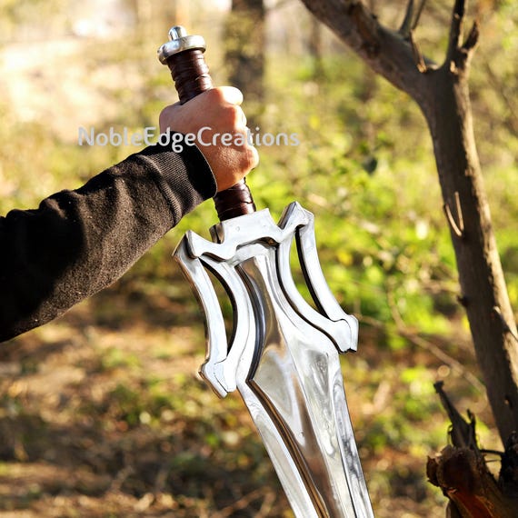 Hand Forged Power Sword Replica, Fantasy Cosplay Prop, Movie Display Piece