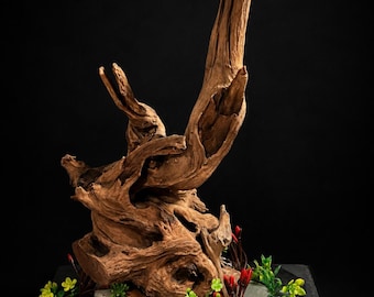 Aquarium/Terrarium Driftwood display mounted on a slate Base (16"x8")