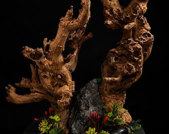 Aquarium/Terrarium Driftwood display with Slate Base Centerpiece (16x14)