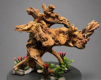 Aquarium/Terrarium Driftwood display with Slate Base Centerpiece (14Lx12H).All natural and one of a kind