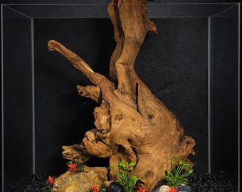 One of a kind Driftwood Aquarium Decor, Slate Base Centerpiece (15"x12")