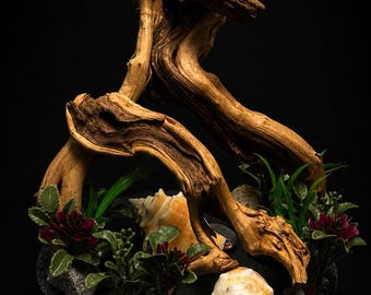 All Natural Spiderwood on Seiryu stone decor.Mounted on a slate base 8Lx8H