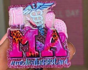 MA Mode Badge Reel, Medical Assistant Badge Holder, Cute MA ID Reel, Healthcare Worker Accessory