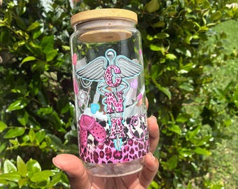 Pink Leopard CNA - Certified Nursing Assistant Glass Cup