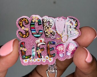 Scrub Life Babe – Glitter Badge Reel