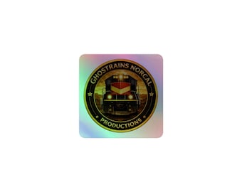 Pegatina con el logotipo holográfico de Ghost Trains Norcal Productions
