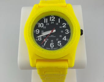 Reloj de pulsera para adulto personalizado impreso en 3D, 39 mm, estilo casual, 8" amarillo - Divertido y totalmente funcional, PETG