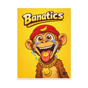 Custom BANATICS crying monkey toddler blanket | banana logo, yellow playroom decor