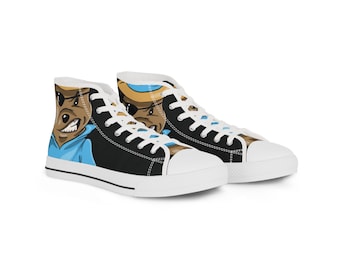 Men's Custom HONEY GUT High Top Sneakers | Black Blue Canvas Shoes