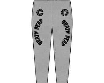 Custom BRAIN DEAD  embroidery joggers |  fleece jogger pants