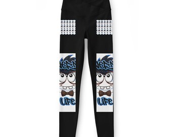 Leggings personalizados con cara de dibujos animados de Nerd LIFE / Leggings con estampado de Nerd Life