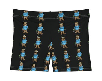 Cartoon Cowboy Bear Pattern Women's Shorts | All-Over Print