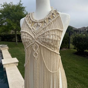 Handmade Macrame Beach Dress – 100% Cotton Cord, Boho Festival Cover-up