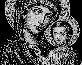 Madonna och Jesus skiner – SS6 Diamantmålning 17800 stygn | Digitalt mönster för helig kristallmålning