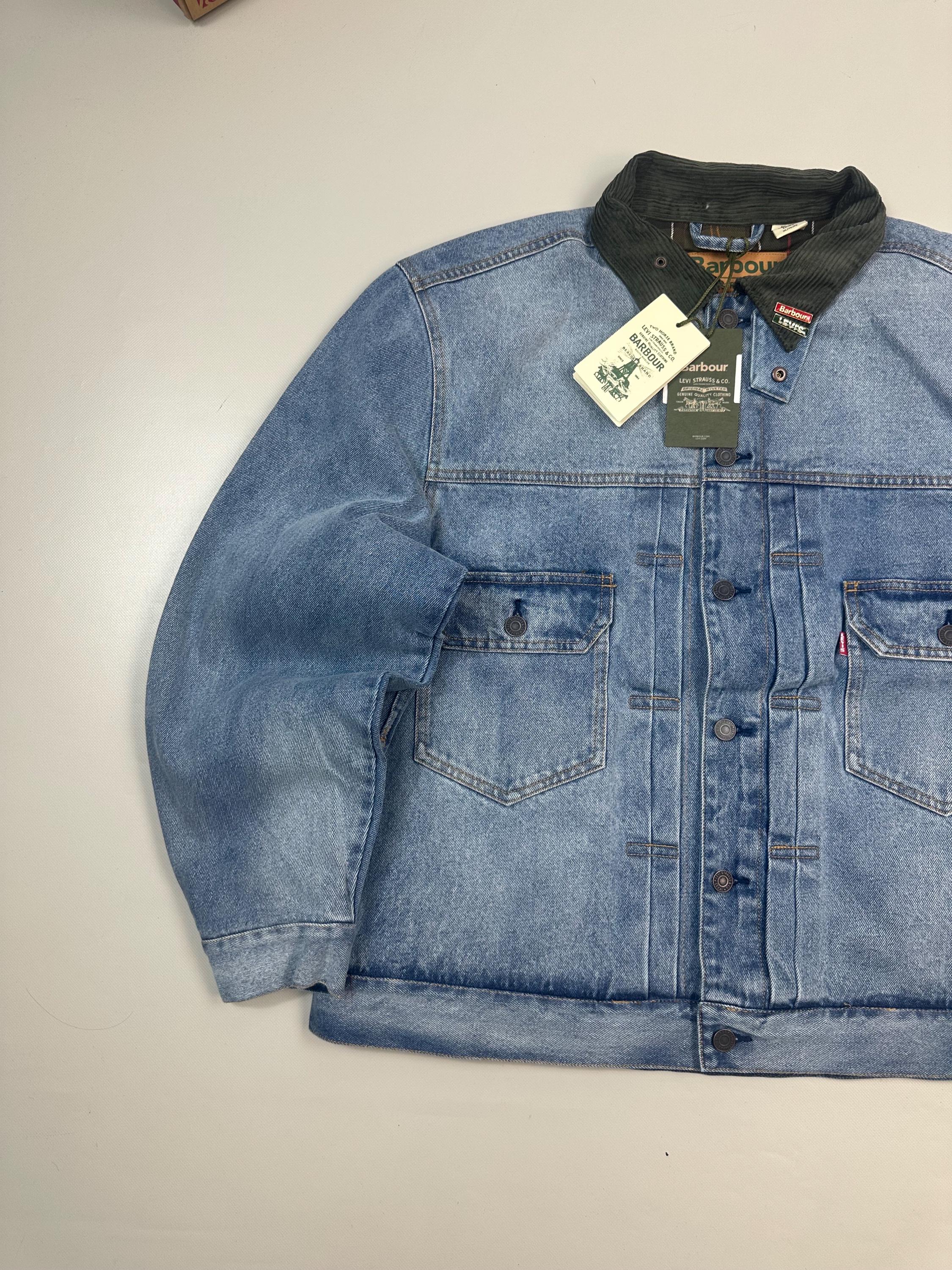 NWT Barbour X Levis Type 2 Denim Trucker Jacket Washed Faded