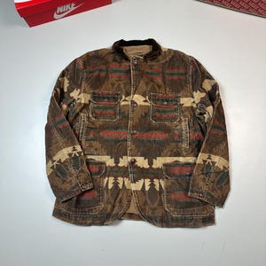Vintage 90s 00s western USA cowboy type Ralph Lauren Double R rrl button blazer jacket Avantgarde Aztec printed realtree camo