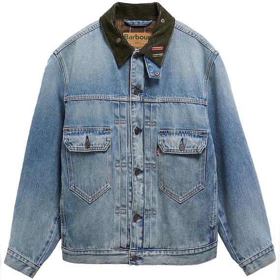 NWT Barbour X Levis Type 2 Denim Trucker Jacket Washed Faded