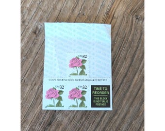 3 stamps Pink Rose 0.32c USA New unused US Postal 32 cents stamp Valentine