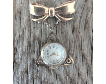 Vintage Royce Swiss Wind Up Pendant Nurse Watch Triangle Notes