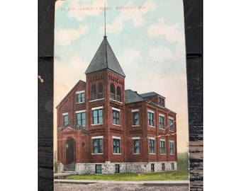 Ev. Lutheran Immanuel's School Mansfield Wisconsin Postcard 1909 Antique Vtg