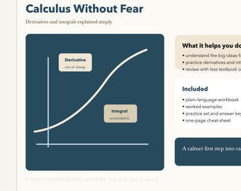 Calculus Study Guide | Derivatives and Integrals | Math Learning Printable