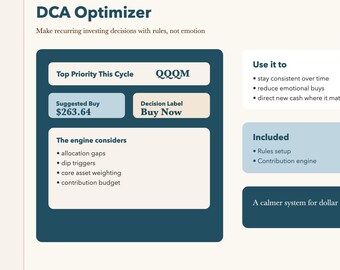 DCA Optimizer Spreadsheet | Dollar Cost Averaging Calculator | Investing ToolPlanner