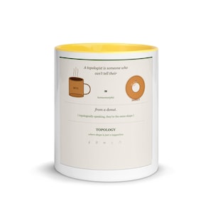 Taza divertida de topología: Un topólogo no distingue su taza de café de una rosquilla. Regalo de humor matemático. Taza de café para matemáticos.