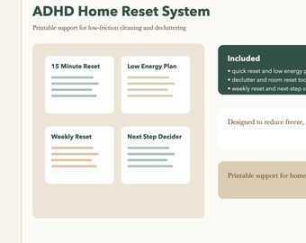 ADHD Home Reset System | Cleaning Planner Printable | Home Organization Toolkit