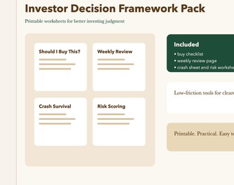 Investor Decision Framework Pack | Printable Investing Checklist Bundle