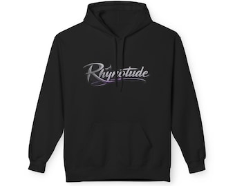 Rhynotude Script Logo Hoodie | Retro Script, Monochrome