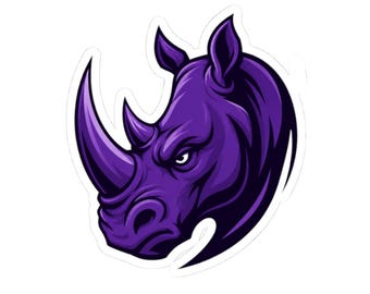Purple Rhino Head Sticker | Kiss-Cut Vinyl Sticker